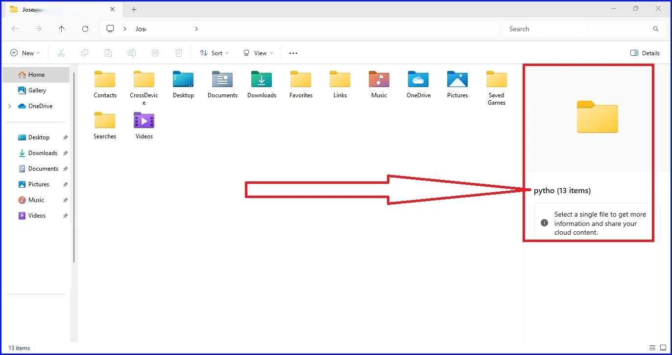 Examples of Folders under my user profile folder.