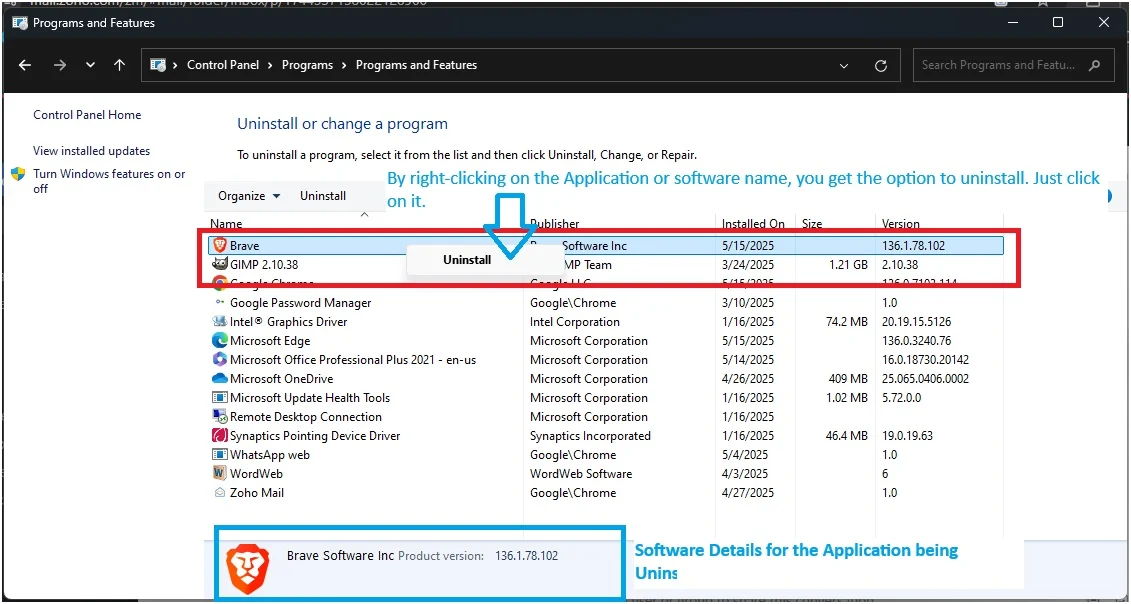 Software or Application Uninstalling on my Windows PC.