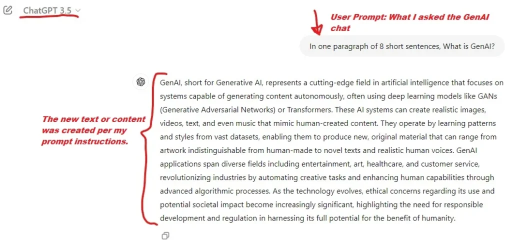 Text or Content Creation Example using ChatGPT 3.5